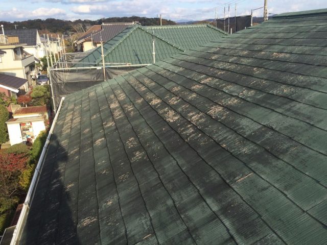 明石市の塗膜剥離が起きていたスレート屋根